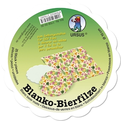 Bierdeckel blanko, Blume 25 Stk.