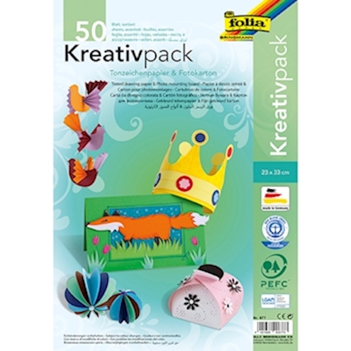 Kreativpack Tonpapier & Fotokarton, 23 x 33 cm