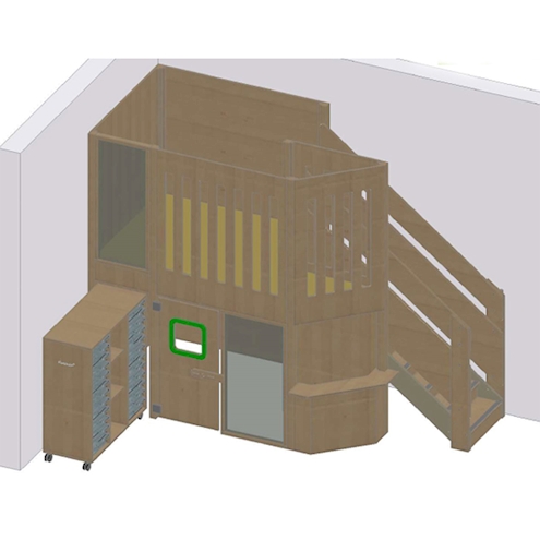 Raumhaus Mod. Stahnsdorf B 134 x H 245-280 x T 320 Podesthöhe 135 cm