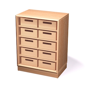 Schrank mit 10 Eigentumskästen mit Sockel, Massivholz Birke B 60 x H 80 x T 40 cm