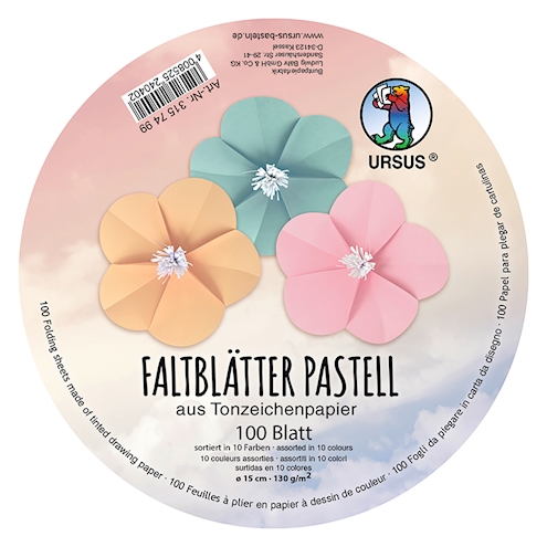 Faltblätter pastell Ø 15 cm, 100 Blatt