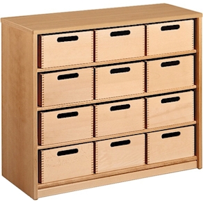 Schrank mit 12 Materialkästen natur DEKOR B 100 x H 83,6 x T 39,4 cm