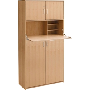 Schrank-Arbeitsplatz in DEKOR Türen, B100 x H182 x T 39,4 cm